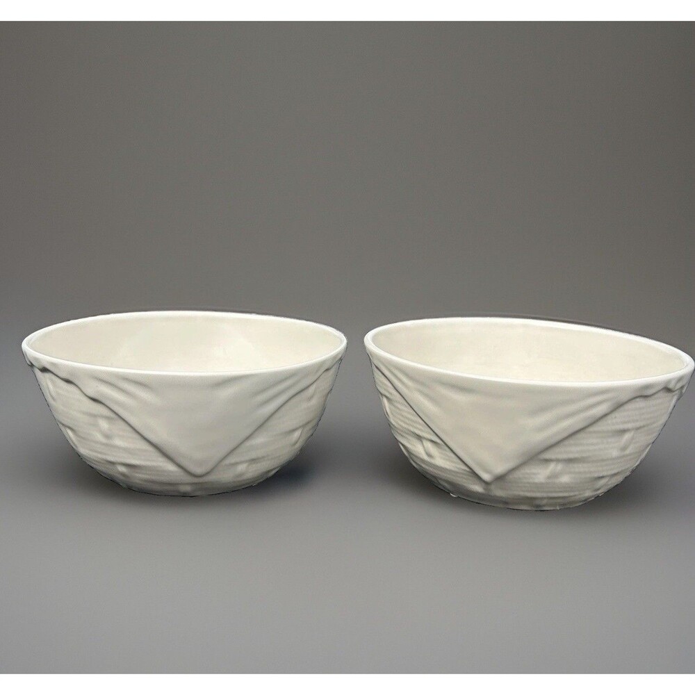 Set of 2 VTG Pfaltzgraff Gazebo White cottagecore Serving Bowls Stoneware 7.25”